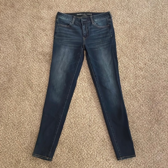 American eagle dark wash skinny jeans size 10 long. - Picture 1 of 5